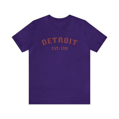 Detroit EST. 1701' T-Shirt (Ore Dock Red Ballpark Font) | Unisex Standard