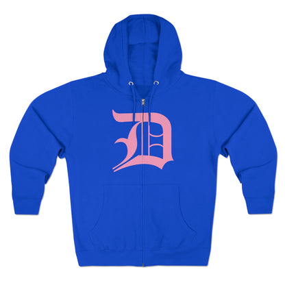 Detroit 'Old English D' Hoodie (Full-Body '67 Caddie Pink) | Unisex Full Zip