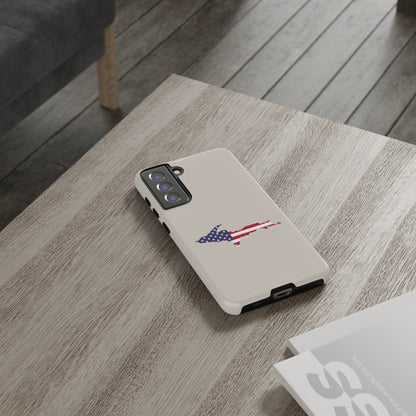 Michigan Upper Peninsula Tough Phone Case (Canvas Color w/ UP USA Flag Outline) | Samsung & Pixel Android