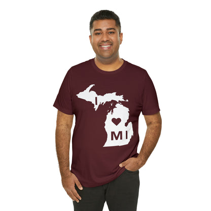 'I ❤️ MI' T-Shirt (w/ Full MI Outline) | Unisex Standard Fit