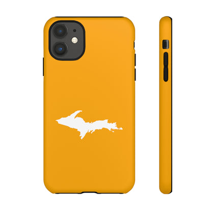 Michigan Upper Peninsula Tough Phone Case (Autumn Birch Leaf Color w/ UP Outline) | Apple iPhone