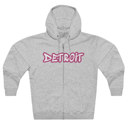 Detroit' Hoodie (Apple Blossom Pink Tag Font) | Unisex Full Zip