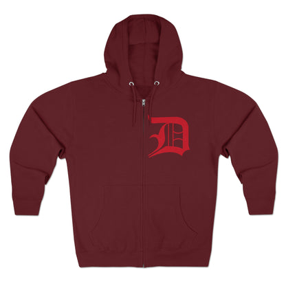 Detroit 'Old English D' Hoodie (Aliform Red) | Unisex Full Zip