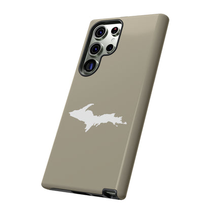 Michigan Upper Peninsula Tough Phone Case (Petoskey Stone Beige w/ UP Outline) | Samsung & Pixel Android