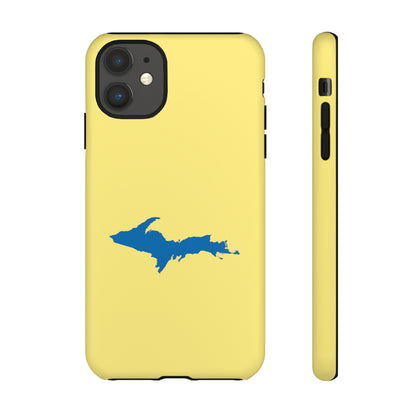 Michigan Upper Peninsula Tough Phone Case (Yellow Cherry Color w/ Azure UP Outline) | Apple iPhone