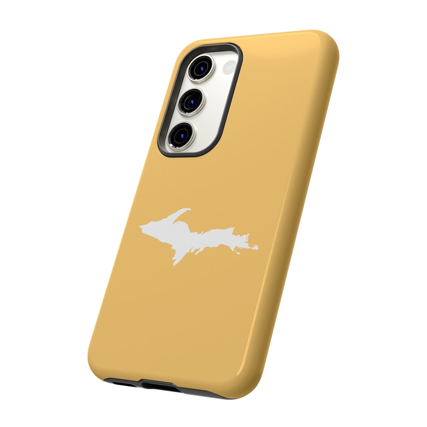 Michigan Upper Peninsula Tough Phone Case (Citrine Color w/ UP Outline) | Samsung & Pixel Android