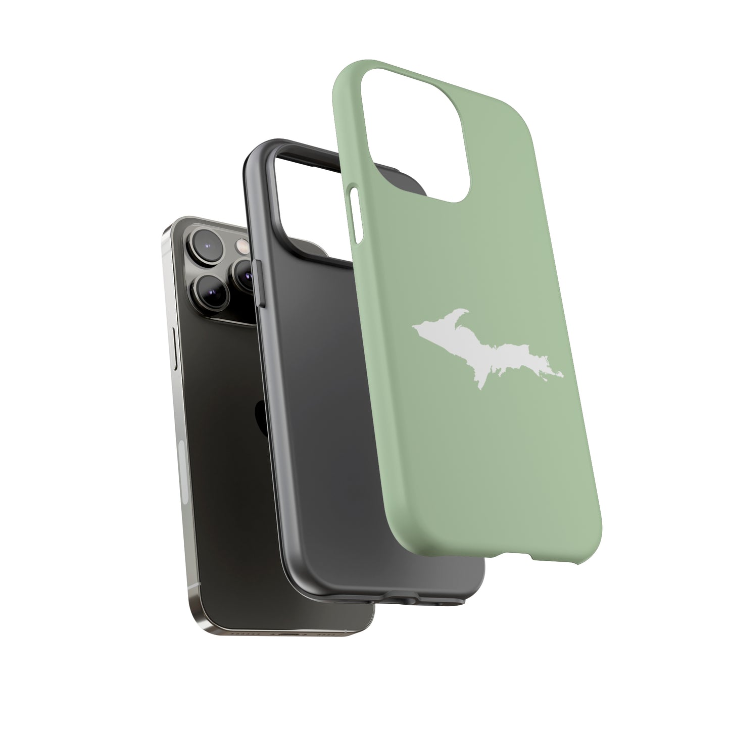 Michigan Upper Peninsula Tough Phone Case (Green Tea Color w/ UP Outline) | Apple iPhone