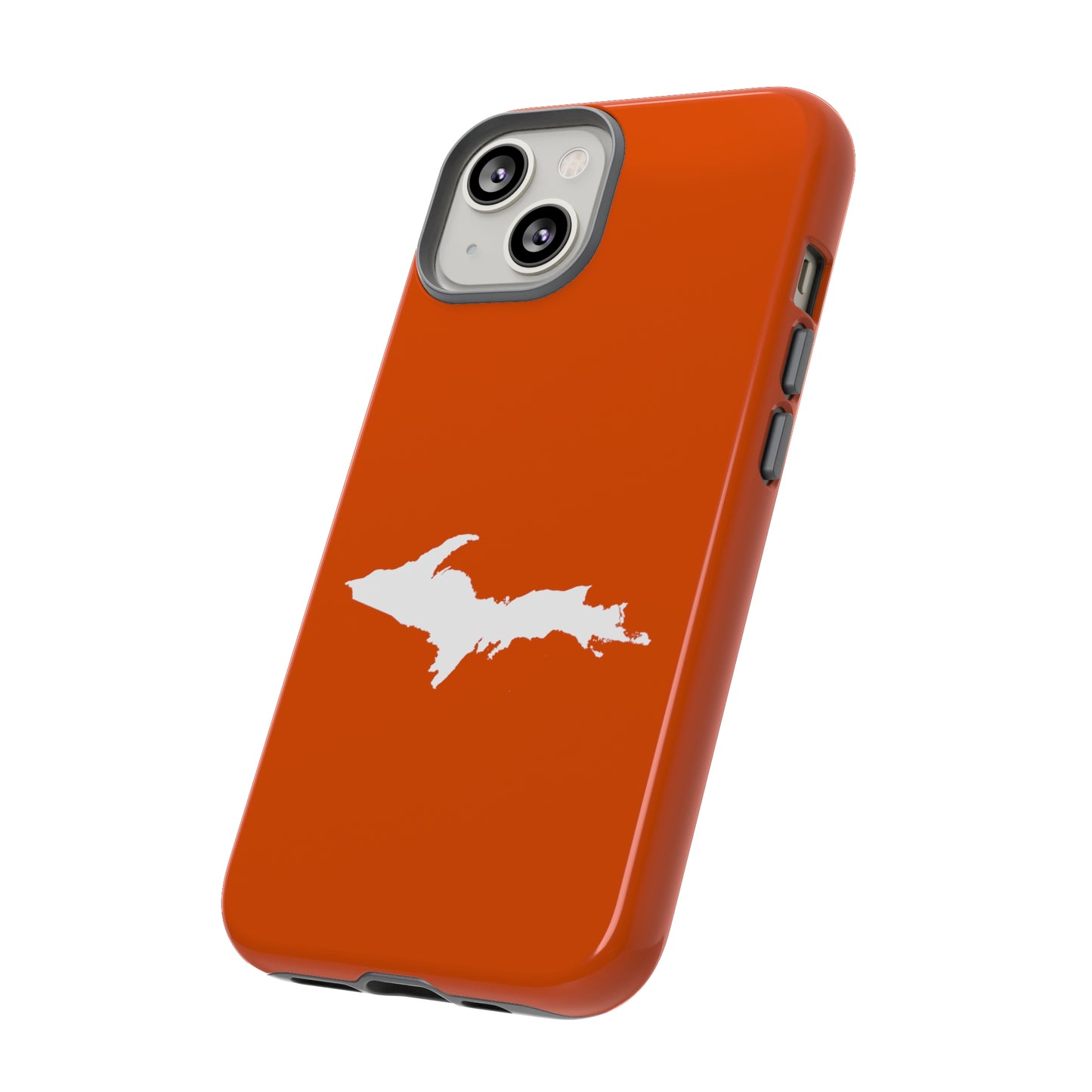 Michigan Upper Peninsula Tough Phone Case (Maple Leaf Orange w/ UP Outline) | Apple iPhone