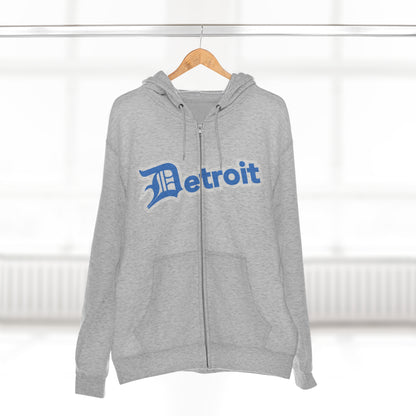 'Detroit' Hoodie (Azure w/ Old English 'D') | Unisex Full Zip