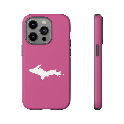 Michigan Upper Peninsula Tough Phone Case (Apple Blossom Pink w/ UP Outline) | Apple iPhone