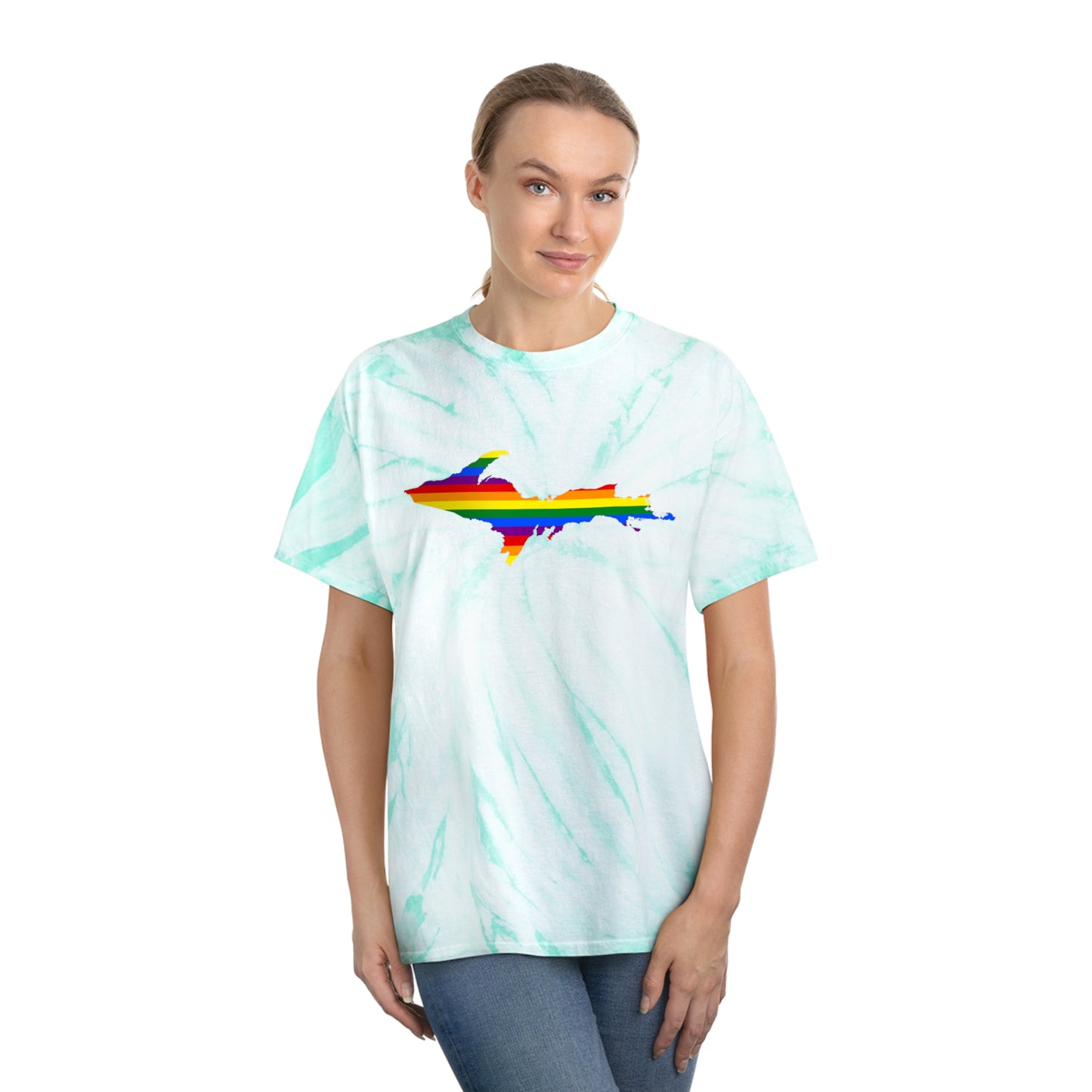 Michigan Upper Peninsula Tie-Dye T-Shirt (w/ UP Pride Flag) | Unisex Cyclone