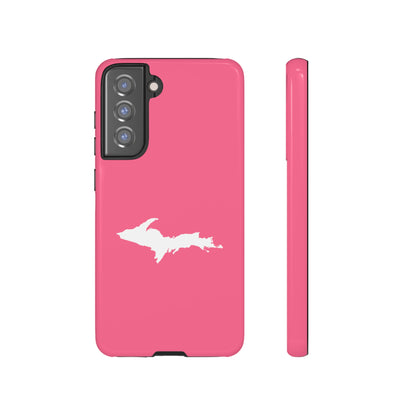 Michigan Upper Peninsula Tough Phone Case (Rhodochrosite Pink w/ UP Outline) | Samsung & Pixel Android