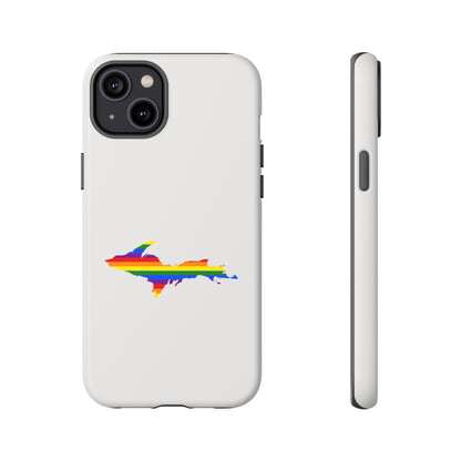 Michigan Upper Peninsula Tough Phone Case (Birch Bark White w/ UP Pride Flag Outline) | Apple iPhone