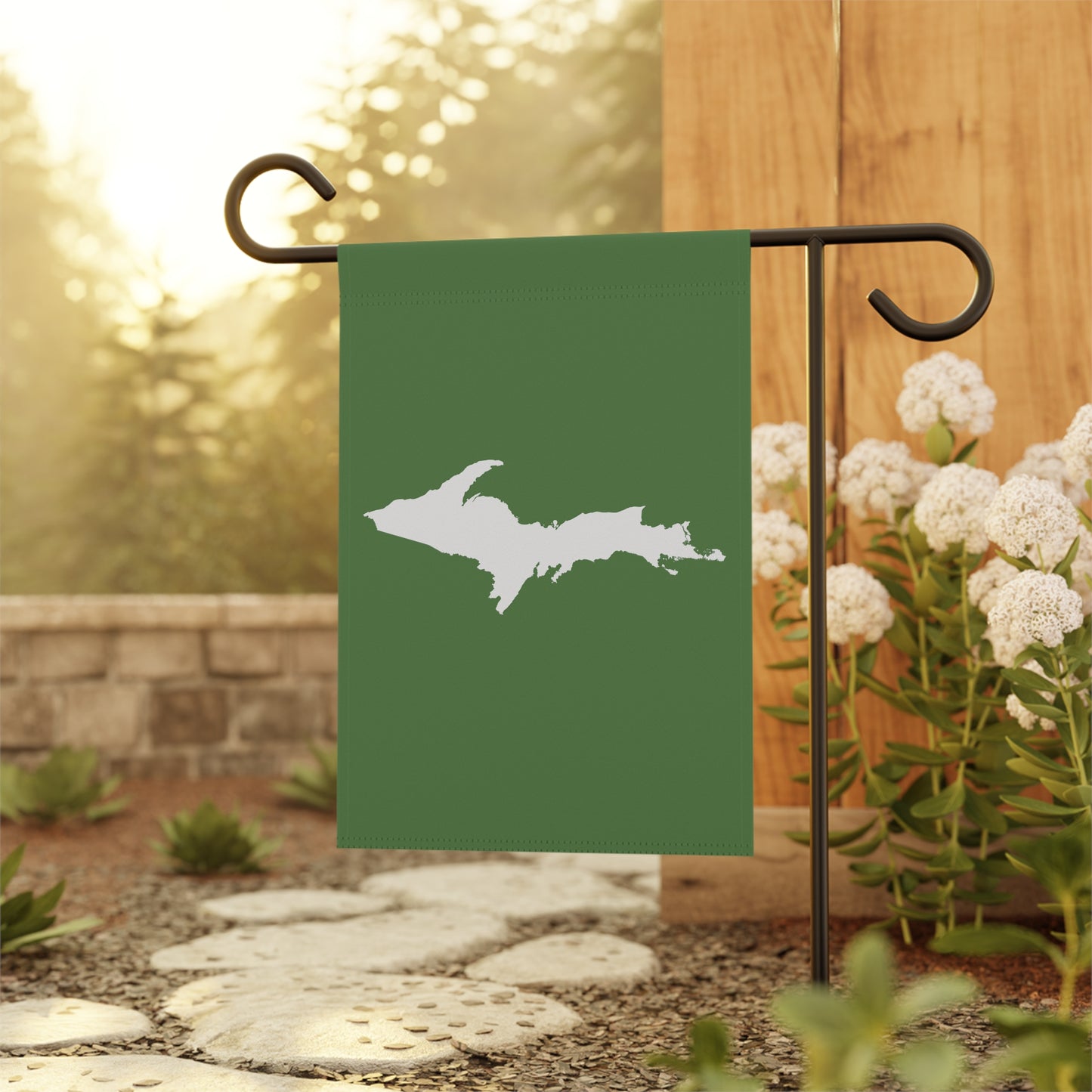 Michigan Upper Peninsula Home & Garden Flag (w/ UP Outline) | Pine Green