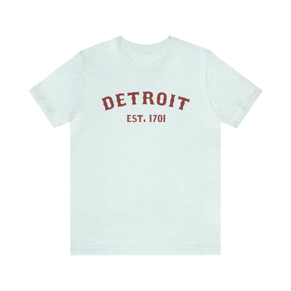 Detroit EST. 1701' T-Shirt (Ore Dock Red Ballpark Font) | Unisex Standard