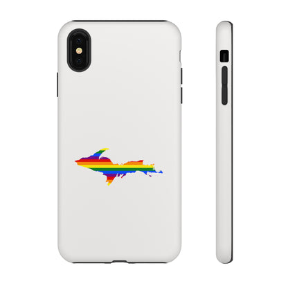 Michigan Upper Peninsula Tough Phone Case (Birch Bark White w/ UP Pride Flag Outline) | Apple iPhone