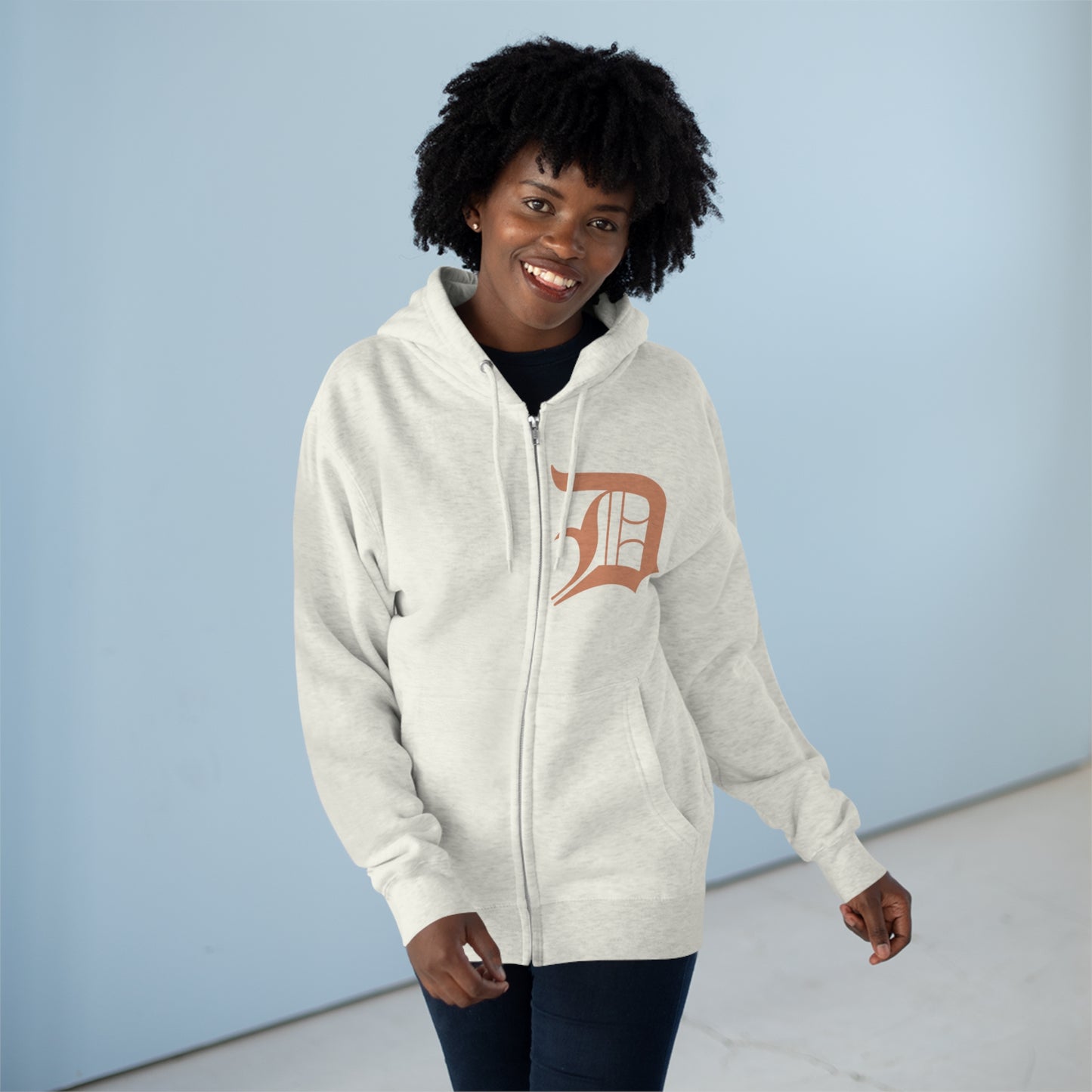 Detroit 'Old English D' Hoodie (Copper Color) | Unisex Full Zip