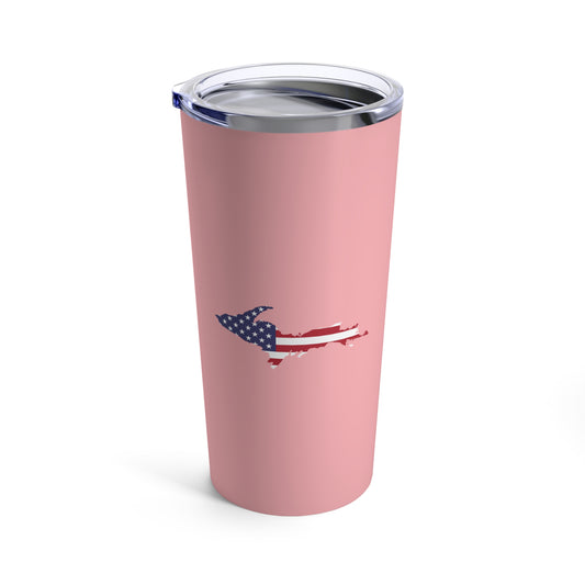 Michigan Upper Peninsula Tumbler (w/ UP USA Flag) | Strawberry Pink - 20oz