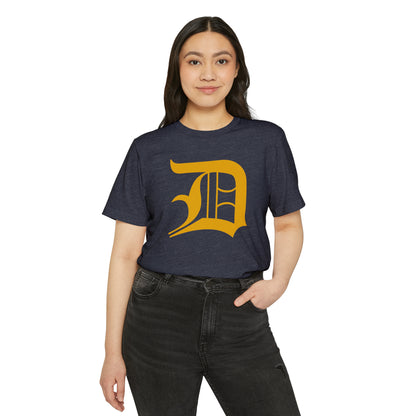 Detroit 'Old English D' T-Shirt (Gold) | Unisex Recycled Organic