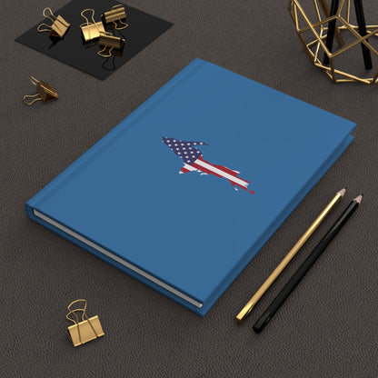 Michigan Upper Peninsula Hardcover Journal (w/ UP USA Flag) | Ruled - Lake Superior Blue