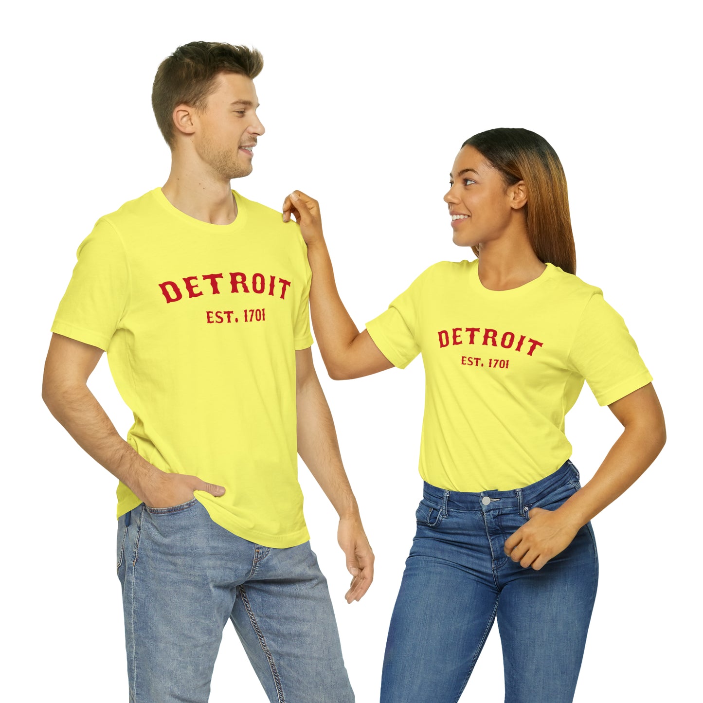 'Detroit EST. 1701' T-Shirt (Aliform Red Ballpark Font) | Unisex Standard