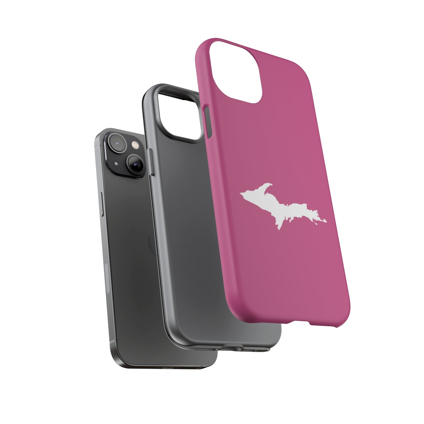 Michigan Upper Peninsula Tough Phone Case (Apple Blossom Pink w/ UP Outline) | Apple iPhone