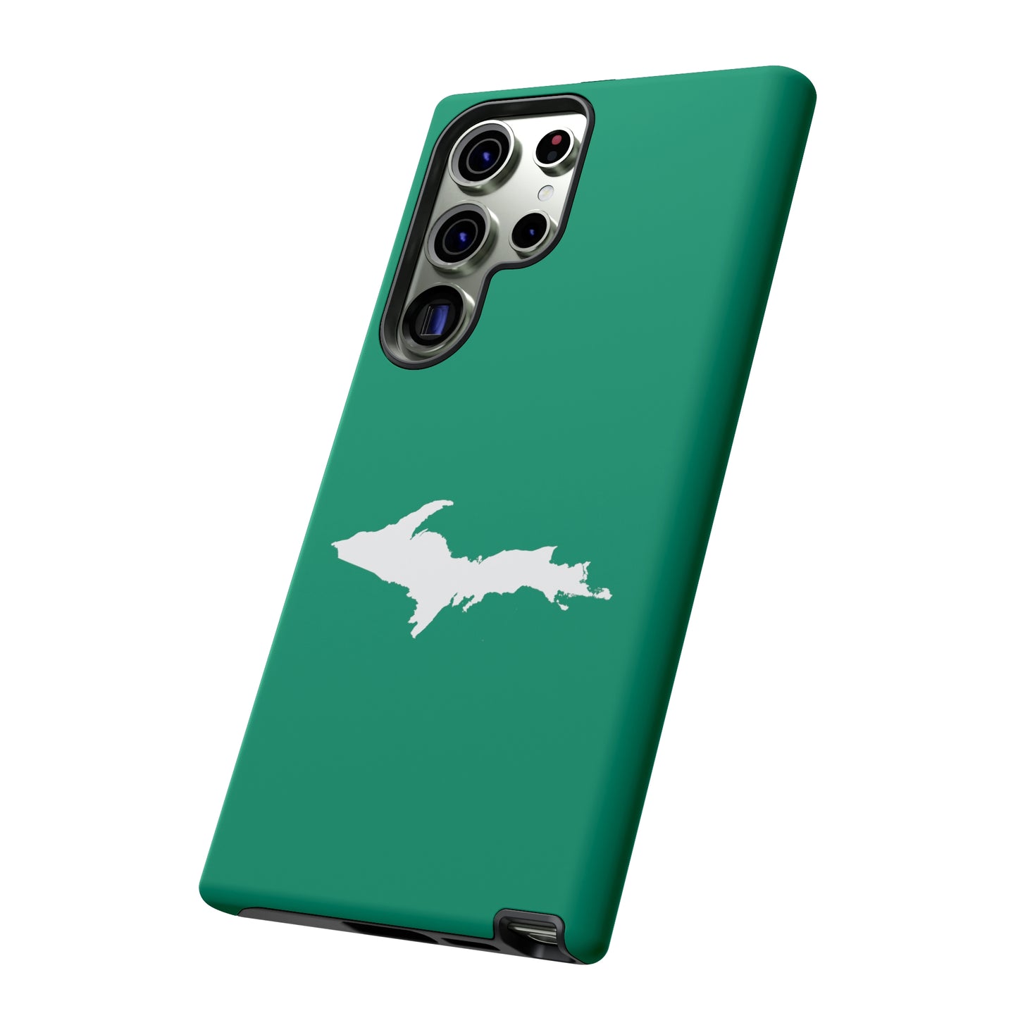 Michigan Upper Peninsula Tough Phone Case (Emerald Green w/ UP Outline) | Samsung & Pixel Android