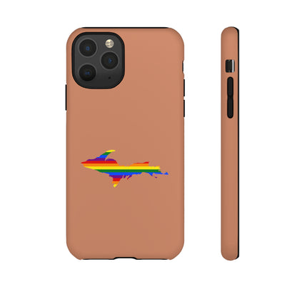 Michigan Upper Peninsula Tough Phone Case (Copper Color w/ UP Pride Flag Outline) | Apple iPhone