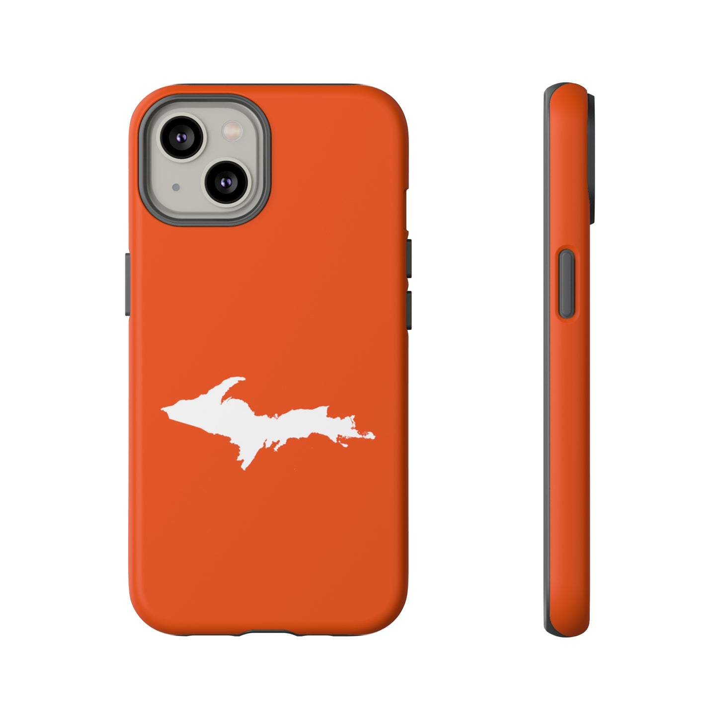 Michigan Upper Peninsula Tough Phone Case (Maple Leaf Orange w/ UP Outline) | Apple iPhone