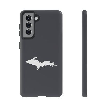 Michigan Upper Peninsula Tough Phone Case (Iron Ore Grey w/ UP Outline) | Samsung & Pixel Android