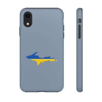 Michigan Upper Peninsula Tough Phone Case (B-24 Liberator Grey w/ UP Ukraine Flag Outline) | Apple iPhone