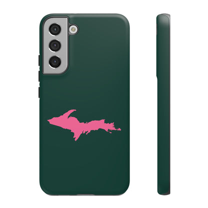 Michigan Upper Peninsula Tough Phone Case (Green w/ Pink UP Outline) | Samsung & Pixel Android