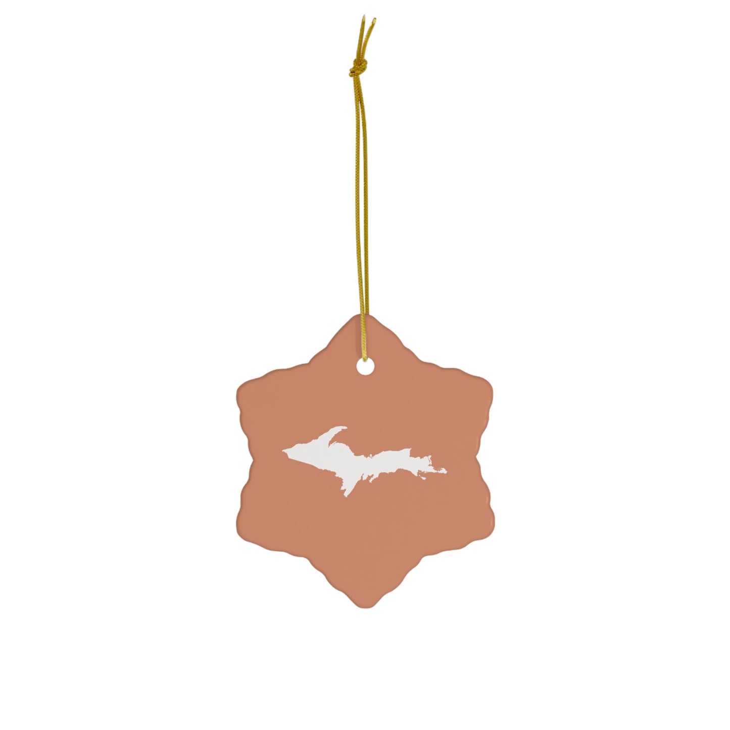 Michigan Upper Peninsula Christmas Ornament (Copper Color) | Ceramic - 4 Shapes