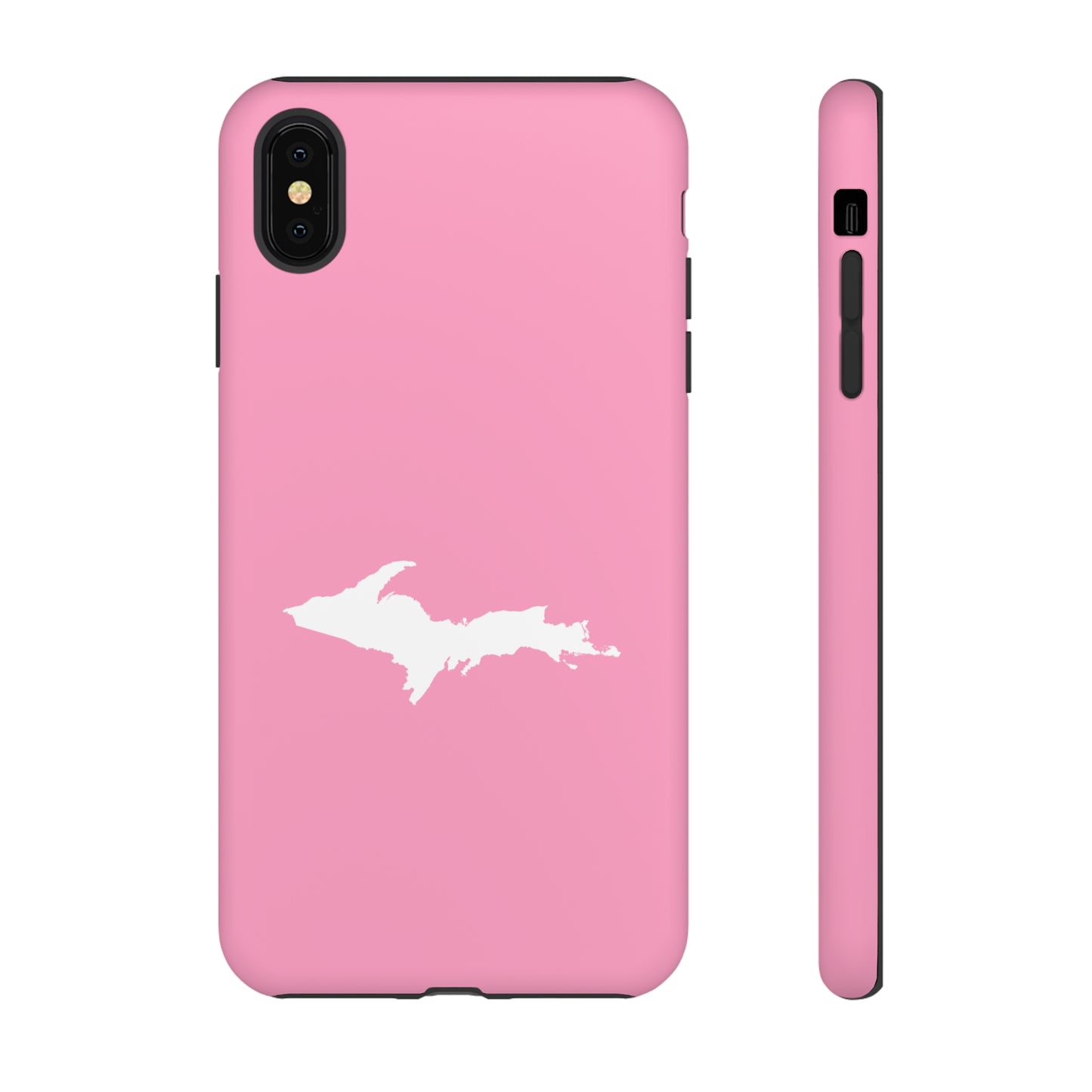 Michigan Upper Peninsula Tough Phone Case ('67 Caddie Pink w/ UP Outline) | Apple iPhone