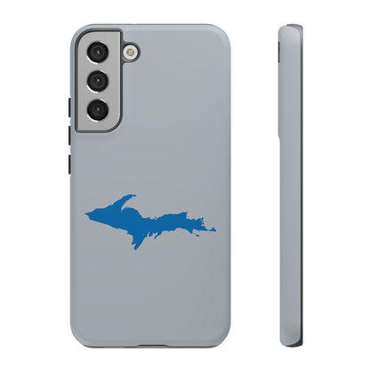 Michigan Upper Peninsula Tough Phone Case (Silver w/ Azure UP Outline) | Samsung & Pixel Android