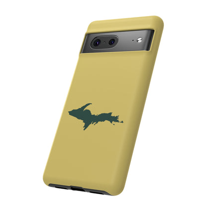 Michigan Upper Peninsula Tough Phone Case (Plum Yellow w/ Green UP Outline) | Samsung & Pixel Android