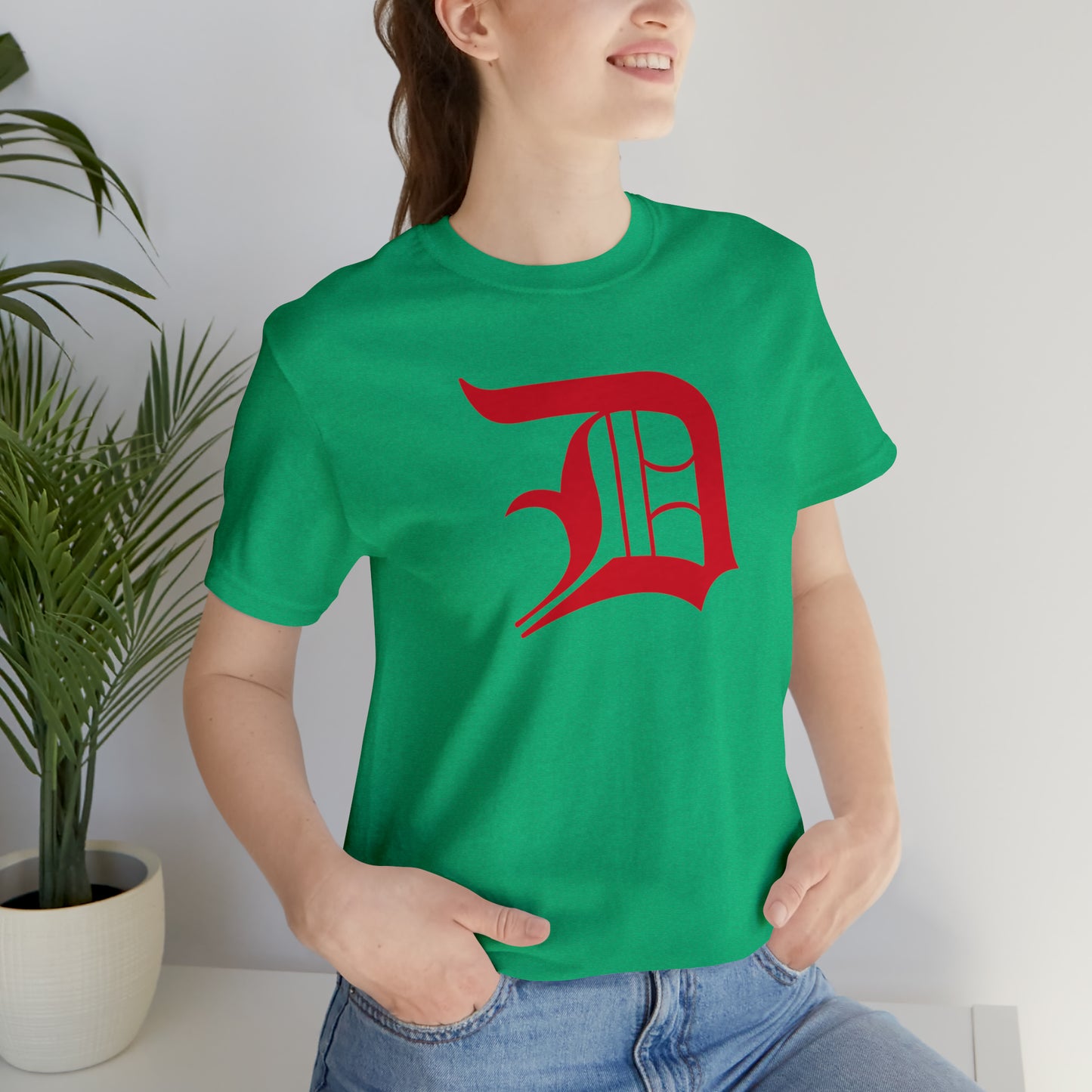 Detroit 'Old English D' T-Shirt (Aliform Red) | Unisex Standard