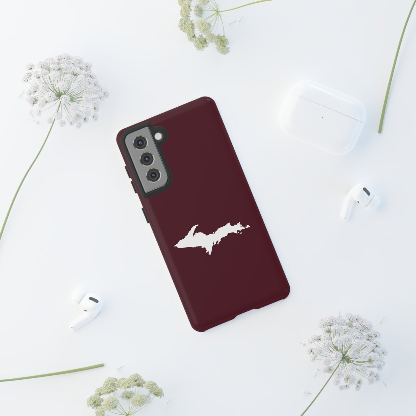 Michigan Upper Peninsula Tough Phone Case (Pinot Red w/ UP Outline) | Samsung & Pixel Android