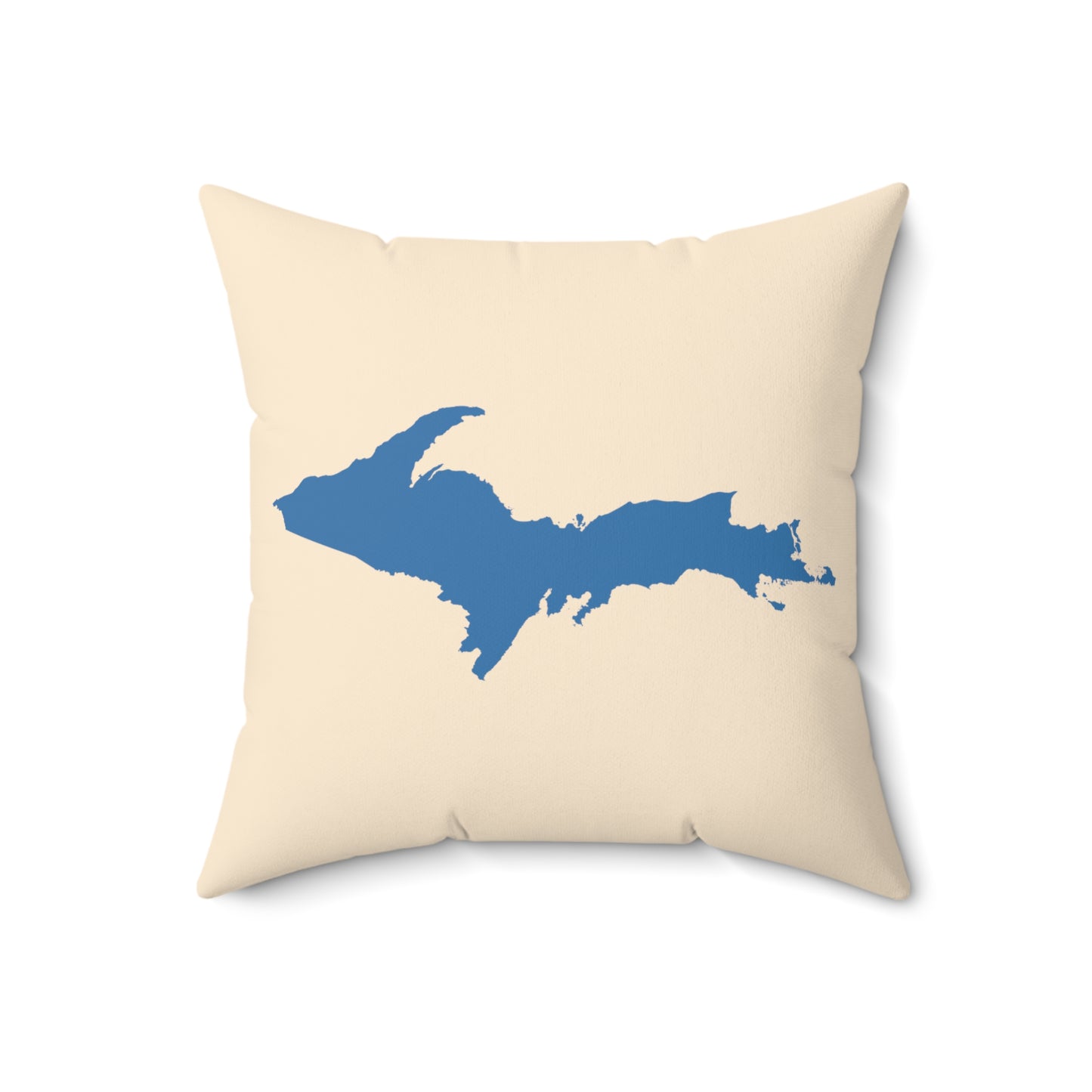 Michigan Upper Peninsula Accent Pillow (w/ UP Outline) | Champagne White