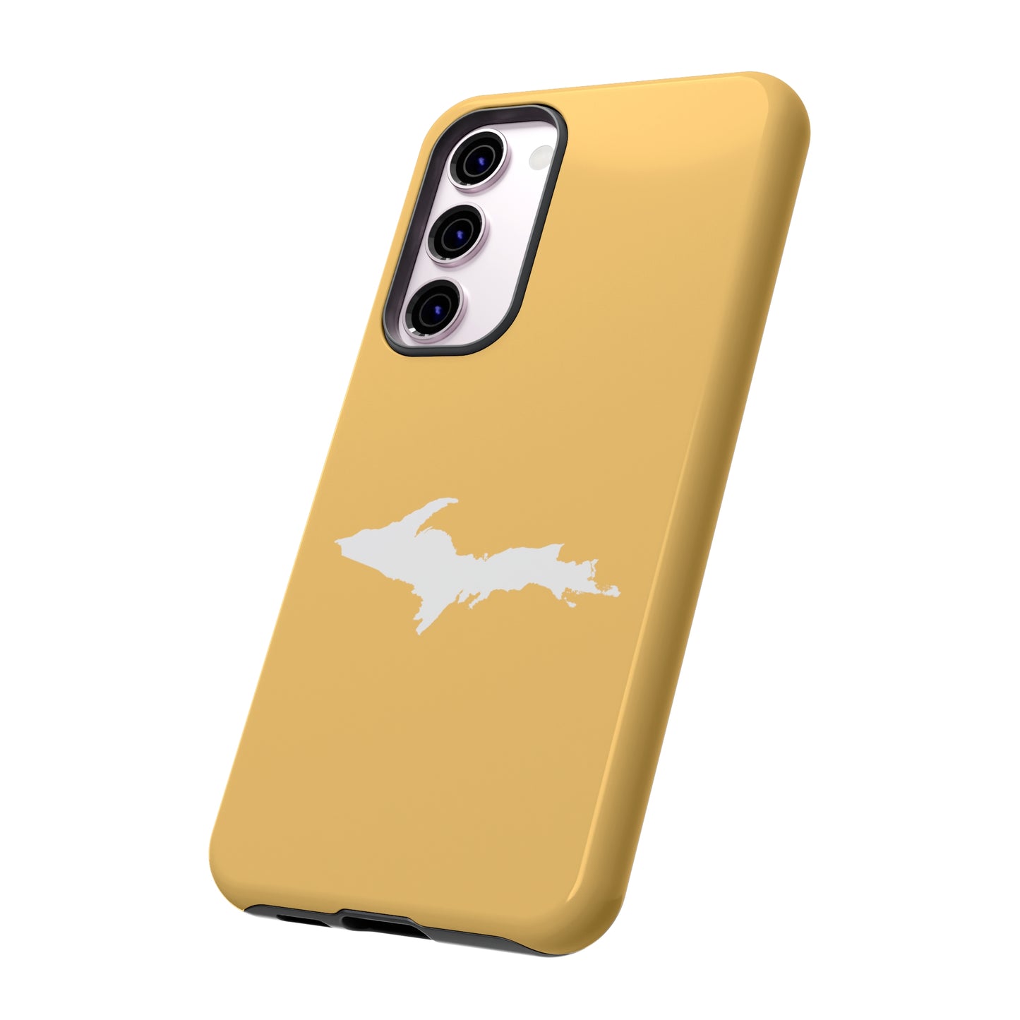 Michigan Upper Peninsula Tough Phone Case (Citrine Color w/ UP Outline) | Samsung & Pixel Android