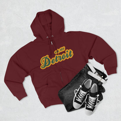 'Detroit EST 1701' Hoodie (Ginger Ale Green Script Font) | Unisex Full Zip