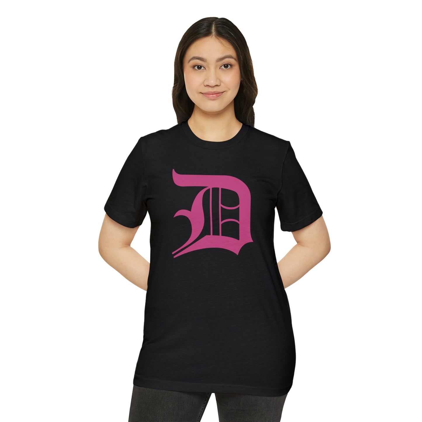 Detroit 'Old English D' T-Shirt (Apple Blossom Pink) | Unisex Recycled Organic