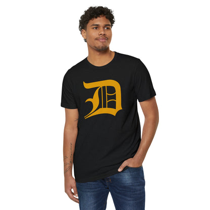 Detroit 'Old English D' T-Shirt (Gold) | Unisex Recycled Organic