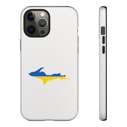 Michigan Upper Peninsula Tough Phone Case (Birch Bark White w/ UP Ukraine Flag Outline) | Apple iPhone