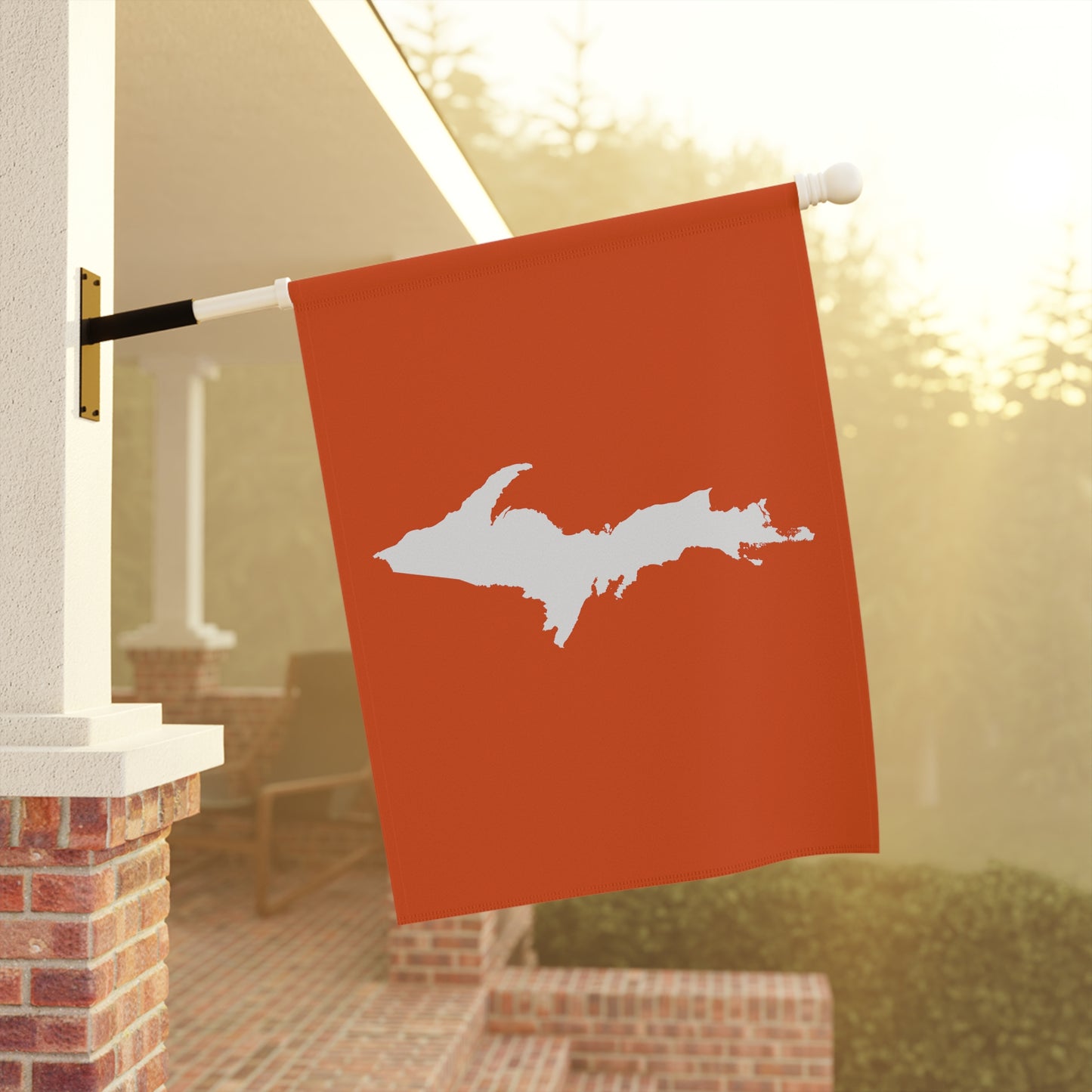 Michigan Upper Peninsula Home & Garden Flag (w/ UP Outline) | Maple Leaf Orange