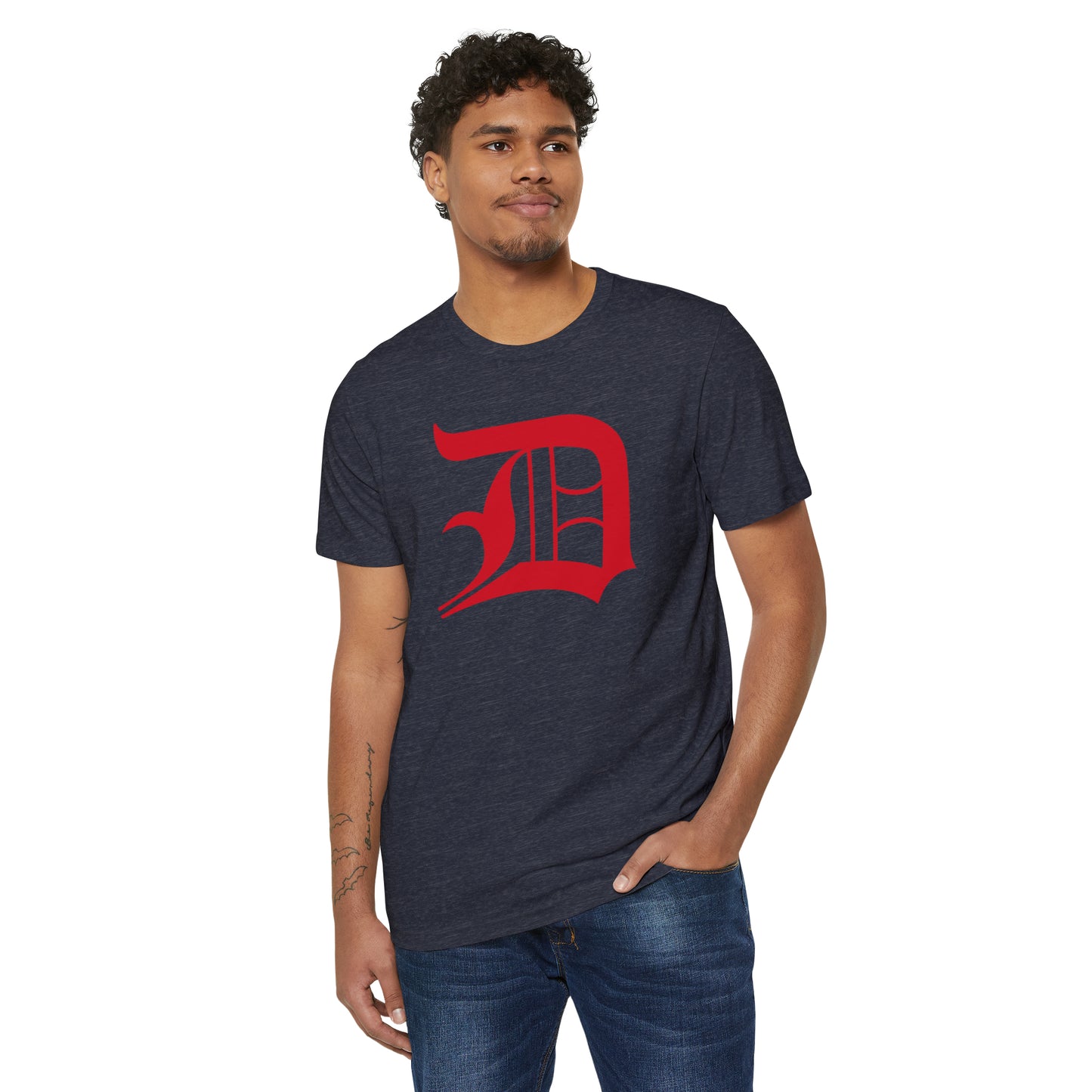 Detroit 'Old English D' T-Shirt (Aliform Red) | Unisex Recycled Organic