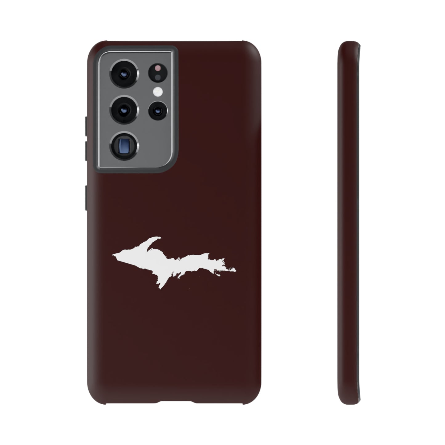 Michigan Upper Peninsula Tough Phone Case (Cherrywood Color w/ UP Outline) | Samsung & Pixel Android