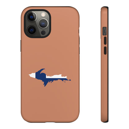 Michigan Upper Peninsula Tough Phone Case (Copper Color w/ UP Finland Flag Outline) | Apple iPhone