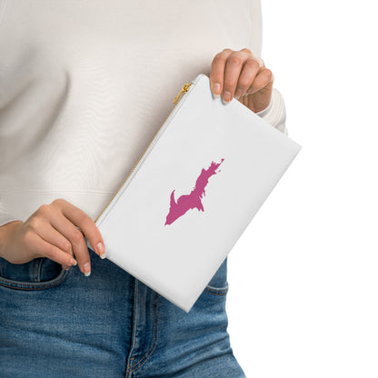 Michigan Upper Peninsula Cosmetic Bag (Pink Outline) | Apple Blossom Pink