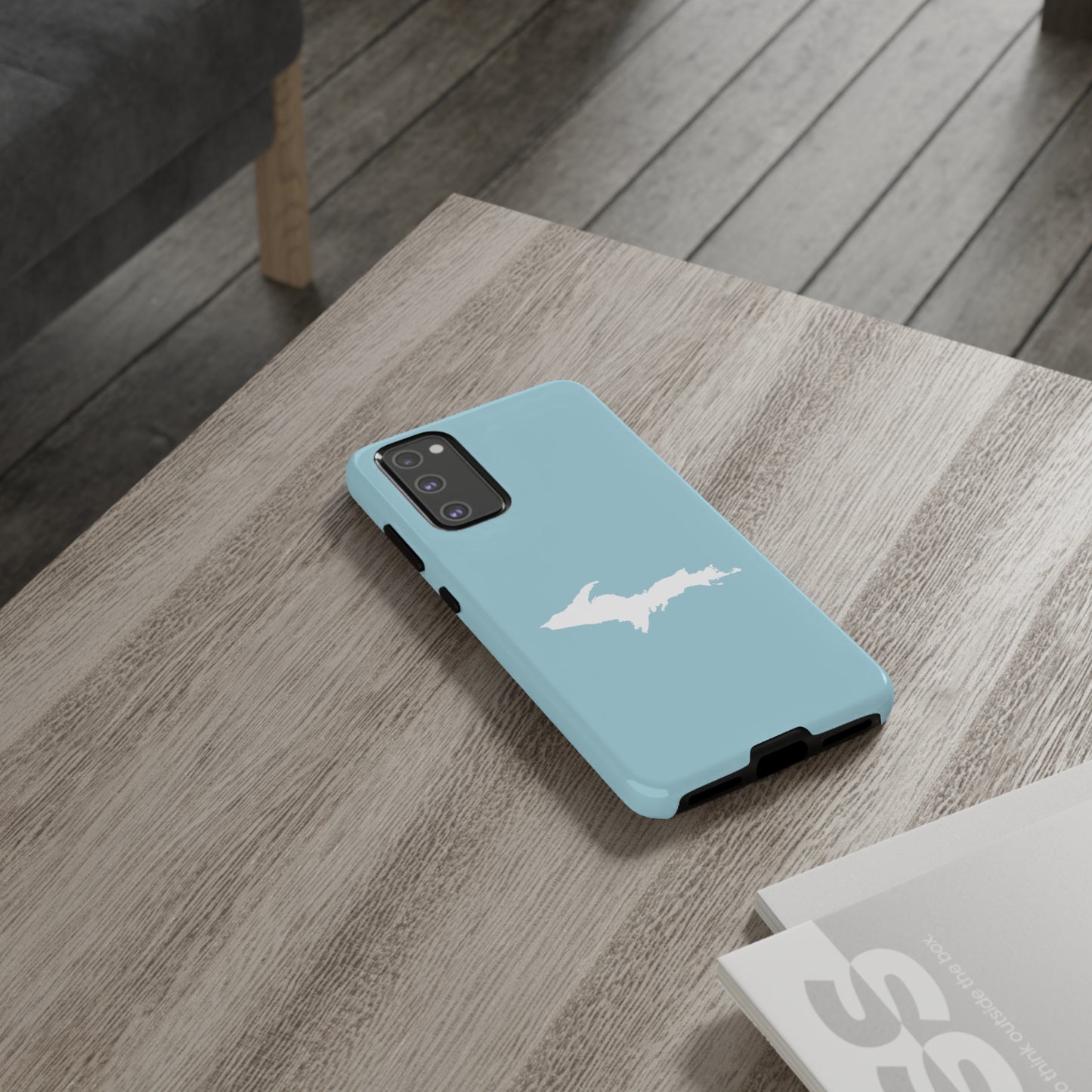 Michigan Upper Peninsula Tough Phone Case ('58 Caddie Blue w/ UP Outline) | Samsung & Pixel Android